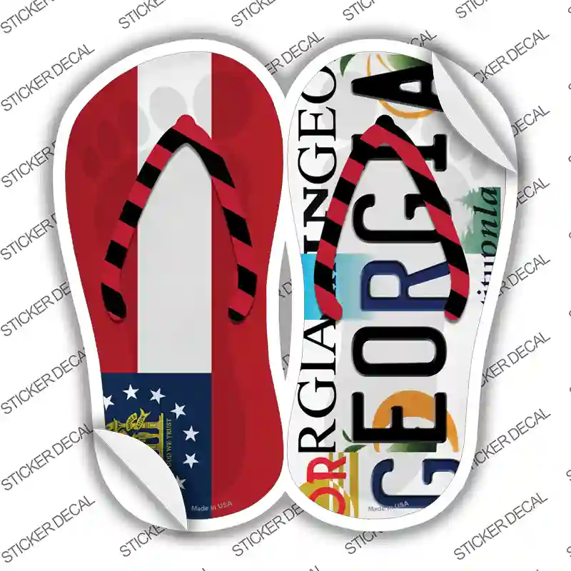 GA Flag|Georgia Strip Art Novelty Flip Flops Sticker Decal Small