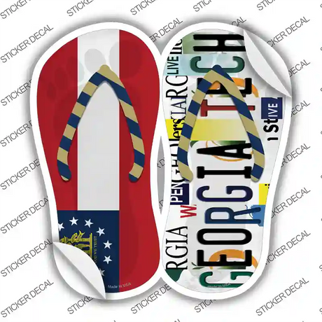 GA Flag|Georgia Tech Strip Art Novelty Flip Flops Sticker Decal Small