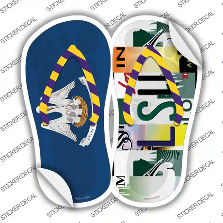 LA Flag|LSU Strip Art Novelty Flip Flops Sticker Decal Small