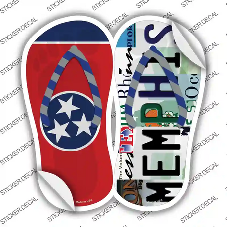 TN Flag|Memphis Strip Art Novelty Flip Flops Sticker Decal Small