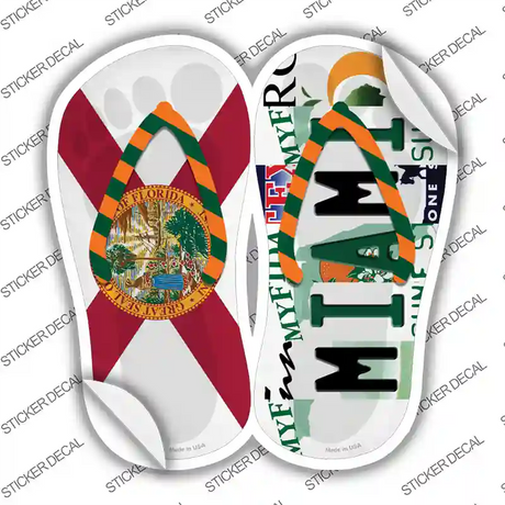 FL Flag|Miami Strip Art Novelty Flip Flops Sticker Decal Small