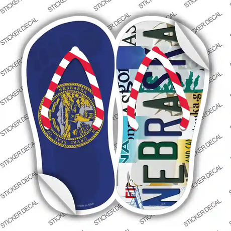 NE Flag|Nebraska Strip Art Novelty Flip Flops Sticker Decal Small