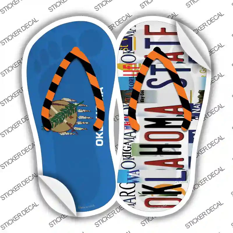 OK Flag|Oklahoma State Strip Art Novelty Flip Flops Sticker Decal Small