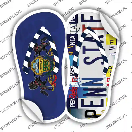 PA Flag|Penn State Strip Art Novelty Flip Flops Sticker Decal Small