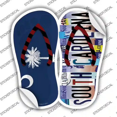 SC Flag|South Carolina Strip Art Novelty Flip Flops Sticker Decal Small