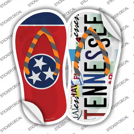 TN Flag|Tennessee Strip Art Novelty Flip Flops Sticker Decal Small