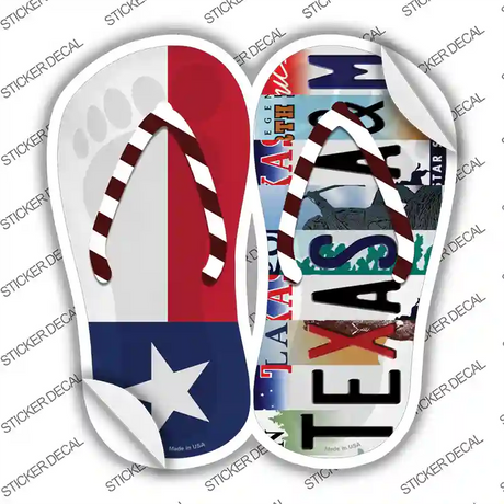 TX Flag|Texas A&M Strip Art Novelty Flip Flops Sticker Decal Small