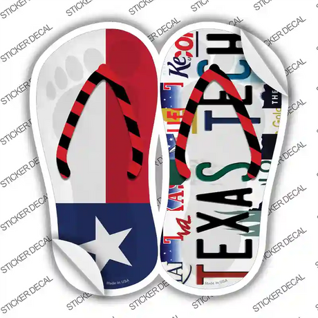 TX Flag|Texas Tech Strip Art Novelty Flip Flops Sticker Decal Small