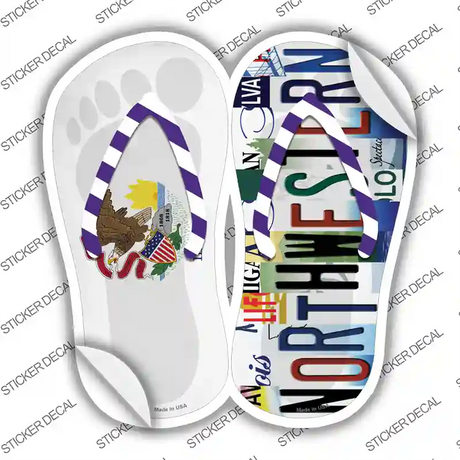 IL Flag|Northwestern Strip Art Novelty Flip Flops Sticker Decal Small