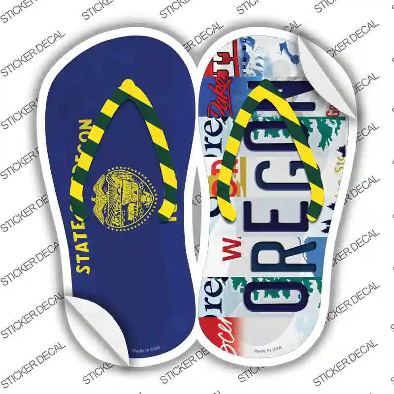 OR Flag|Oregon Strip Art Novelty Flip Flops Sticker Decal Small