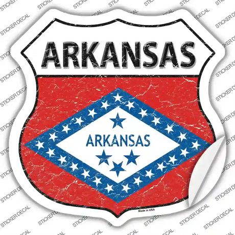 Arkansas Flag Novelty Highway Shield Sticker Decal Small