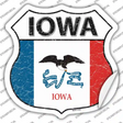 Iowa Flag Novelty Highway Shield Sticker Decal Small