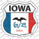 Iowa Flag Novelty Highway Shield Sticker Decal Small