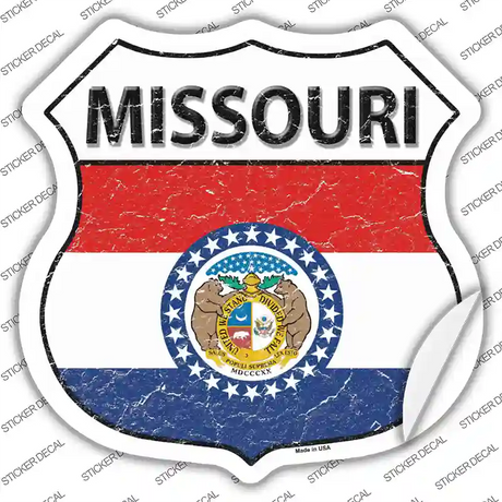 Missouri Flag Novelty Highway Shield Sticker Decal Small