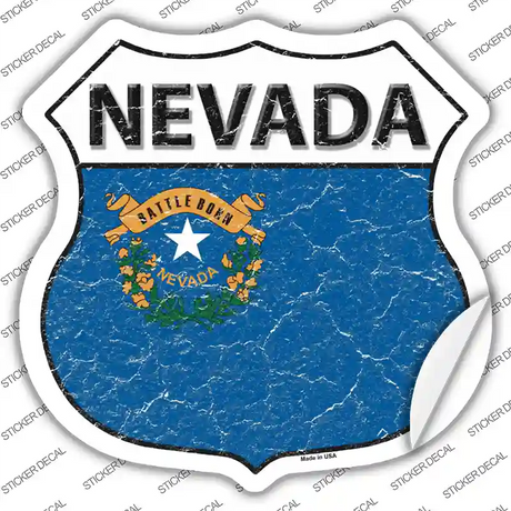 Nevada Flag Novelty Highway Shield Sticker Decal Small