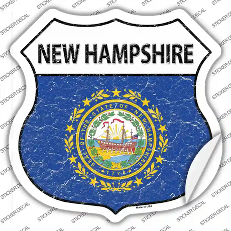 New Hampshire Flag Novelty Highway Shield Sticker Decal Small