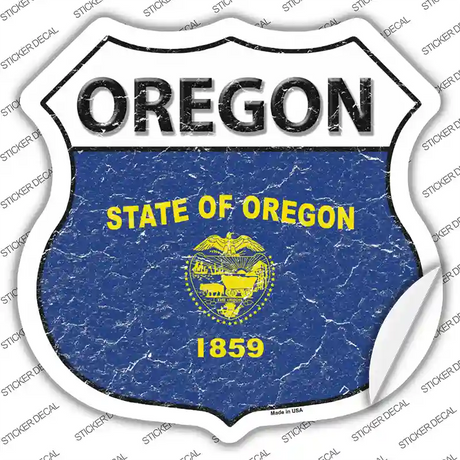 Oregon Flag Novelty Highway Shield Sticker Decal Small