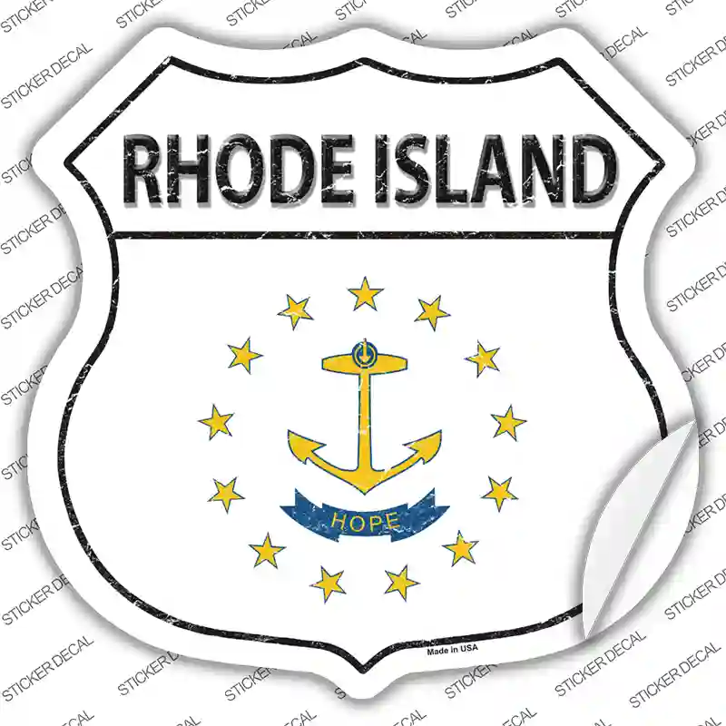 Rhode Island Flag Novelty Highway Shield Sticker Decal Small