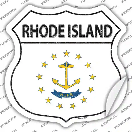 Rhode Island Flag Novelty Highway Shield Sticker Decal Small