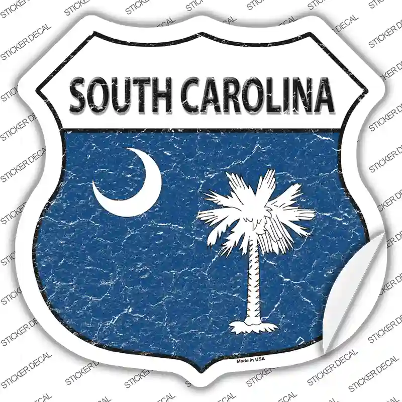 South Carolina Flag Novelty Highway Shield Sticker Decal Small