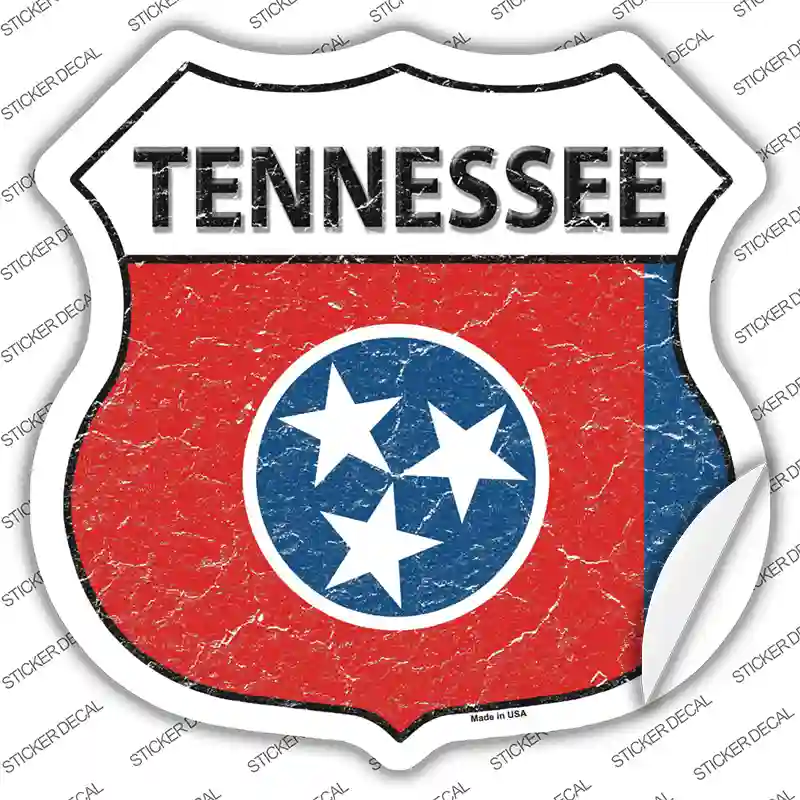 Tennessee Flag Novelty Highway Shield Sticker Decal Small