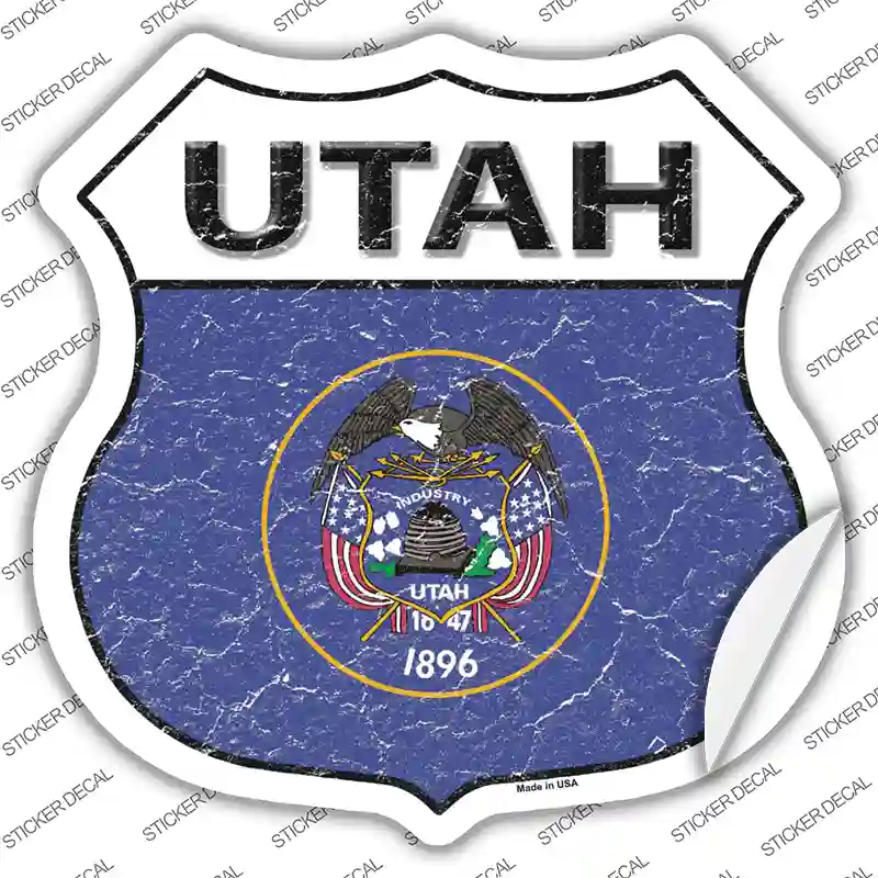 Utah Flag Novelty Highway Shield Sticker Decal Small