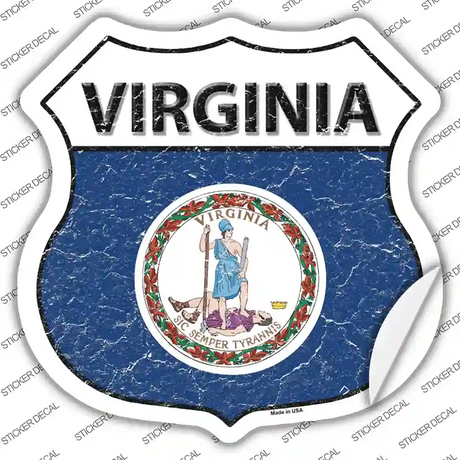 Virginia Flag Novelty Highway Shield Sticker Decal Small