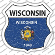 Wisconsin Flag Novelty Highway Shield Sticker Decal Small