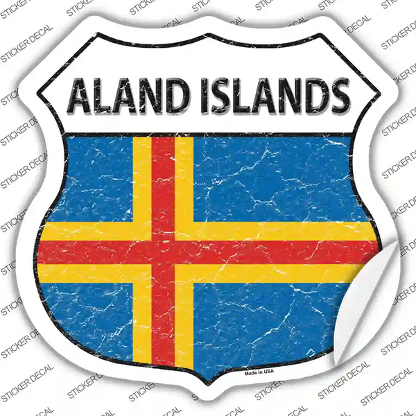 Aland Islands Flag Novelty Highway Shield Sticker Decal | Smart Blonde