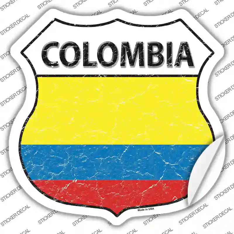 Colombia Flag Novelty Highway Shield Sticker Decal