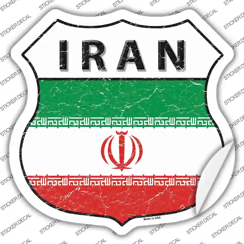 Iran Flag Novelty Highway Shield Sticker Decal