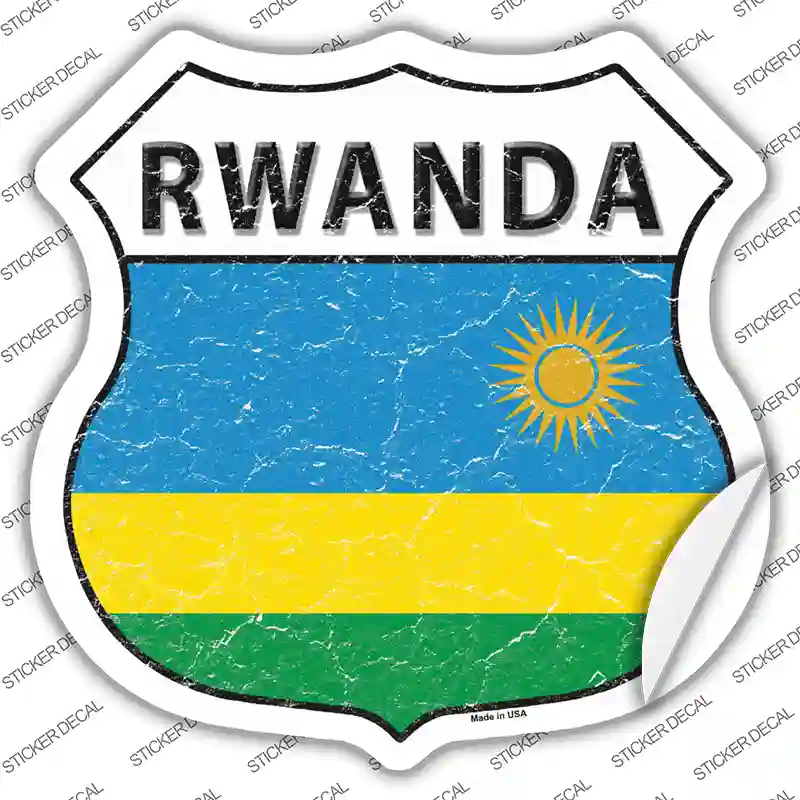 Rwanda Flag Novelty Highway Shield Sticker Decal | Smart Blonde