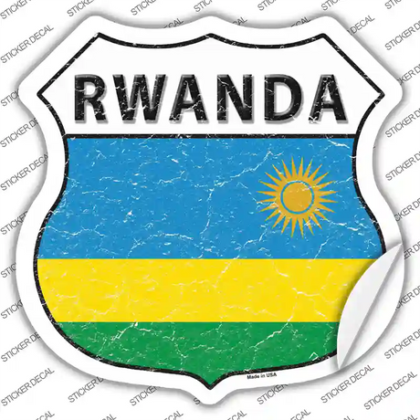 Rwanda Flag Novelty Highway Shield Sticker Decal
