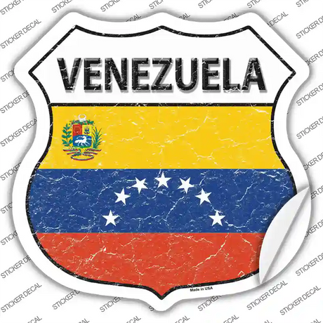 Venezuela Flag Novelty Highway Shield Sticker Decal