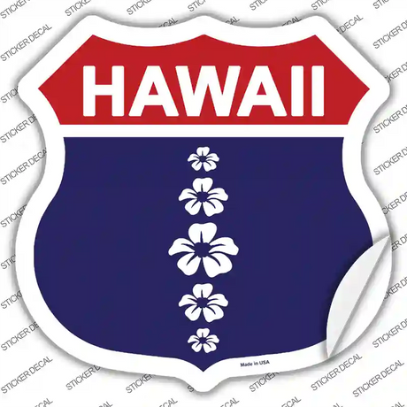 Hawaii Hibiscus Blue Novelty Highway Shield Sticker Decal Small