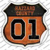 Hazzard 01 Rusty Novelty Highway Shield Sticker Decal Small