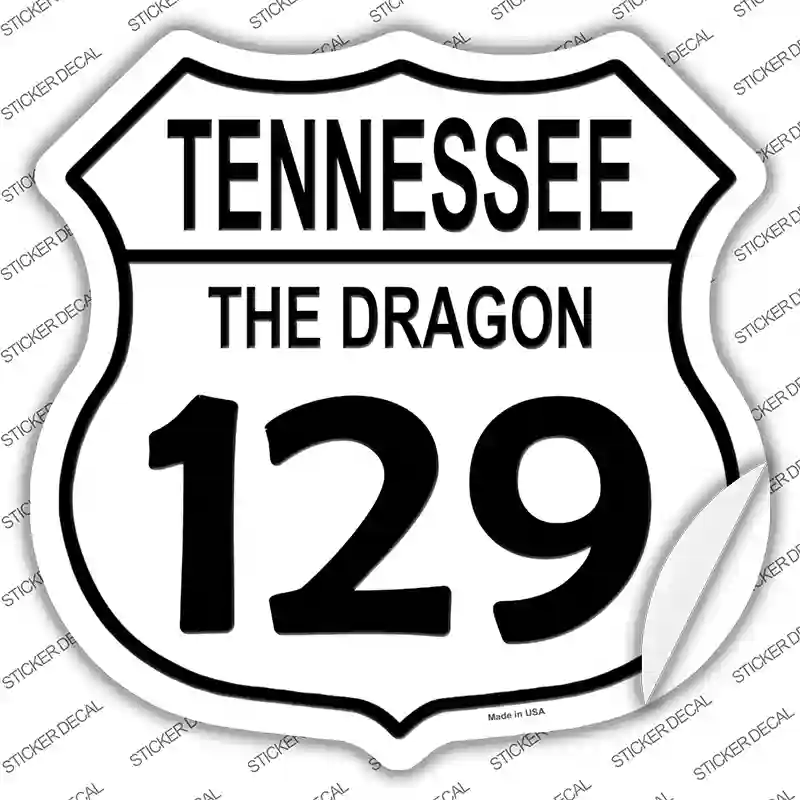 Tennessee Dragon 129 Novelty Highway Shield Sticker Decal Small