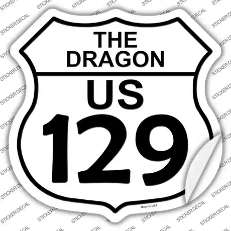 The Dragon US 129 Novelty Highway Shield Sticker Decal Small