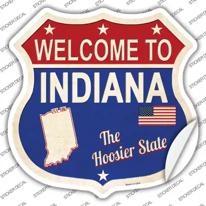 Indiana. Established Indiana Established Novelty Highway Shield Sticker Decal | Smart Blonde