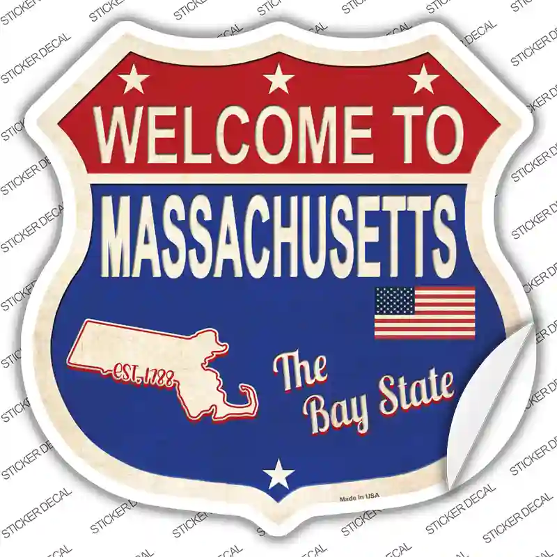 Massachusetts Established Novelty Highway Shield Sticker Decal Small