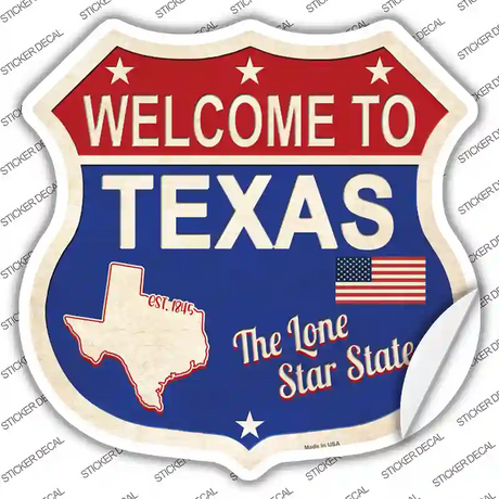 Texas Established Novelty Highway Shield Sticker Decal Small