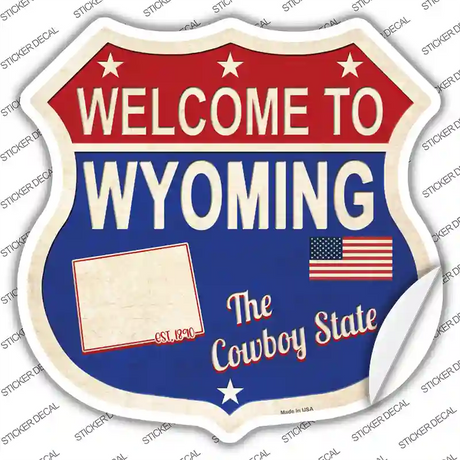 Wyoming Established Novelty Highway Shield Sticker Decal Small