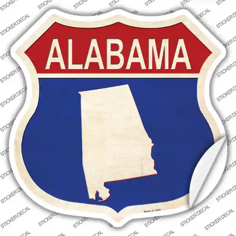 Alabama Silhouette Novelty Highway Shield Sticker Decal Small