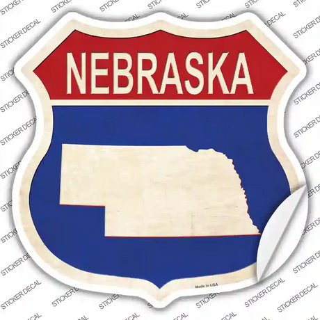 Nebraska Silhouette Novelty Highway Shield Sticker Decal Small