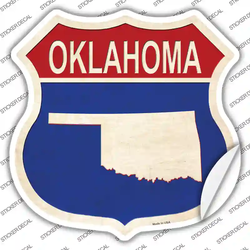 Oklahoma Silhouette Novelty Highway Shield Sticker Decal Small