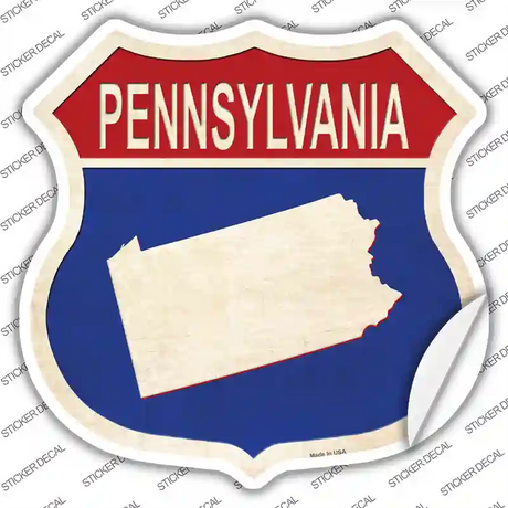 Pennsylvania Silhouette Novelty Highway Shield Sticker Decal Small