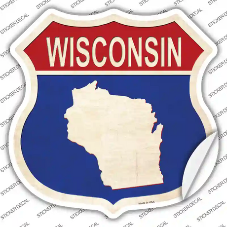 Wisconsin Silhouette Novelty Highway Shield Sticker Decal Small