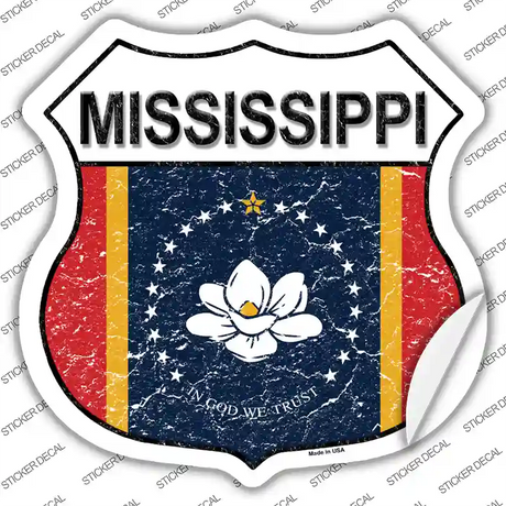 Mississippi Magnolia State Flag Novelty Highway Shield Sticker Decal Small