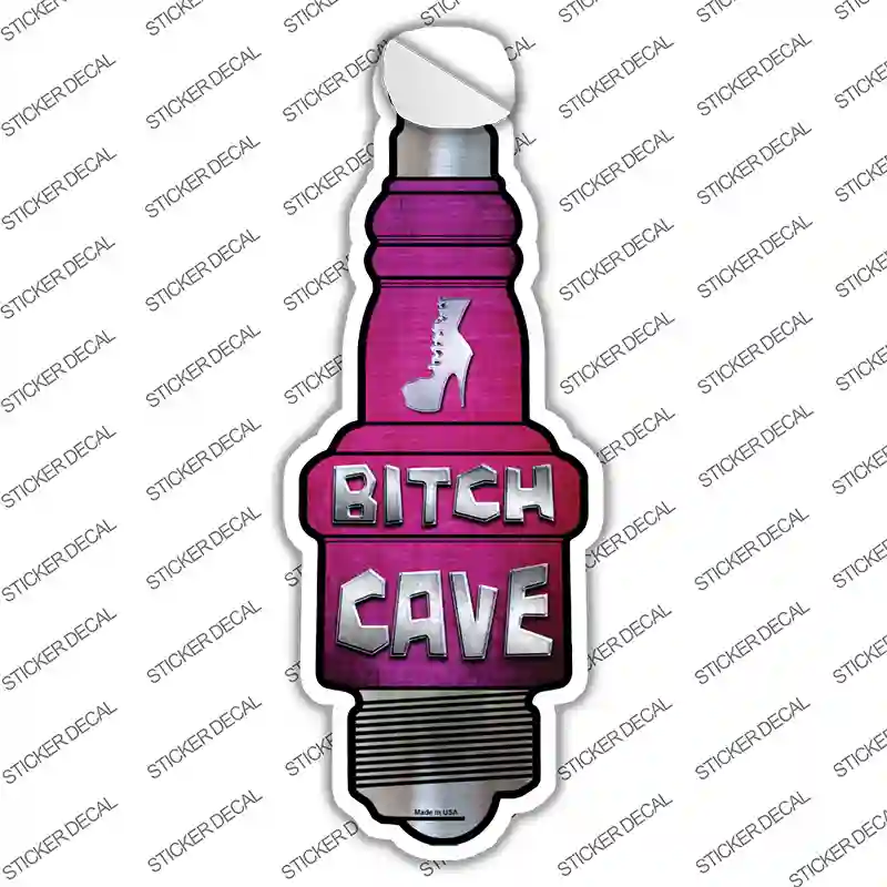 Bitch Cave Novelty Spark Plug Sticker Decal Small