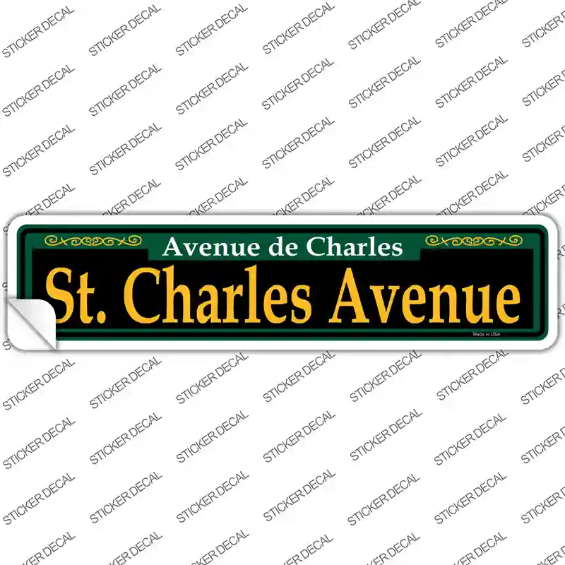 St. Charles Avenue Green Novelty Narrow Sticker Decal